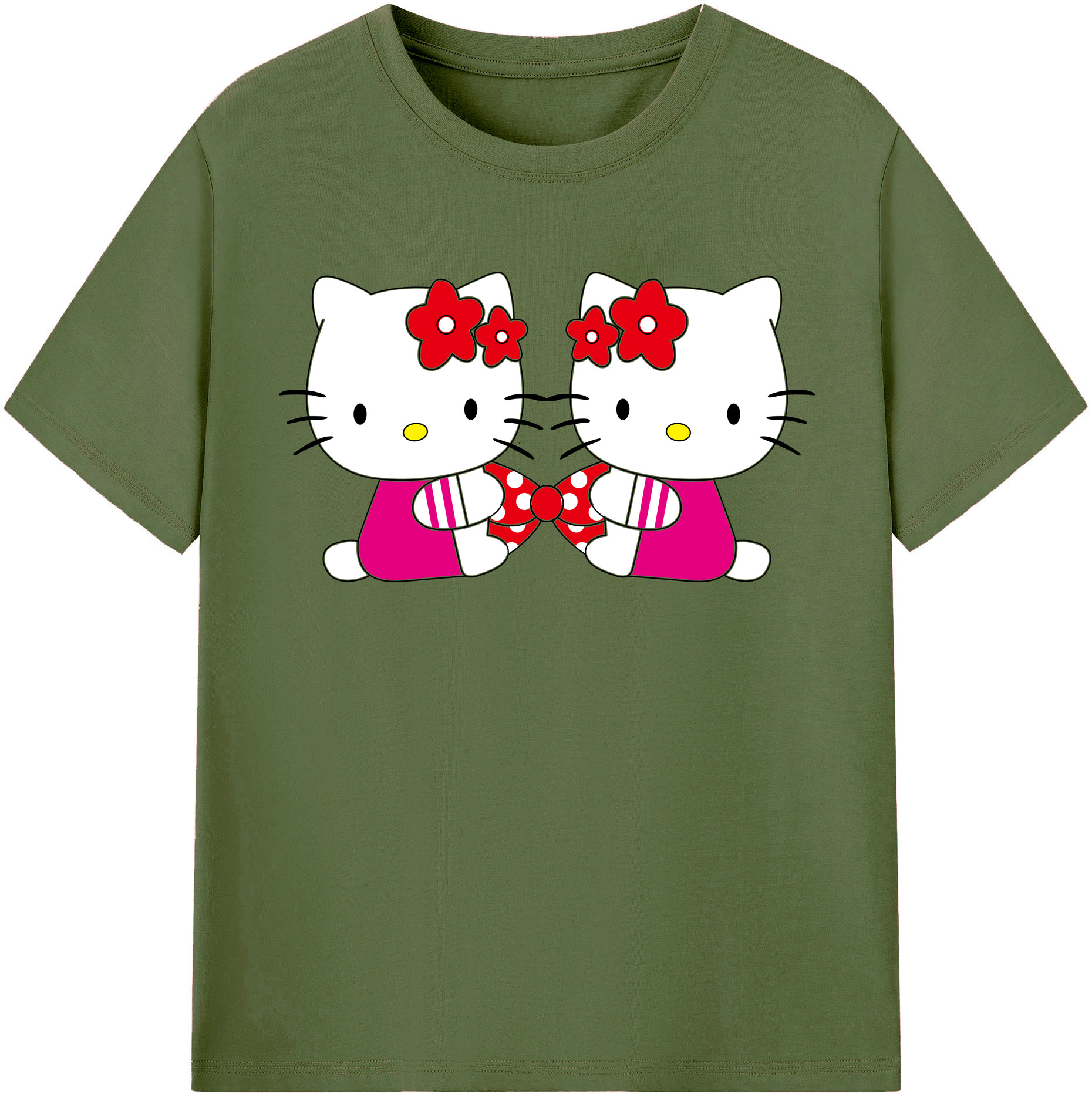 （画像用） Hello Kitty ハローキティ 綿100％半袖Tシャツ（フロントプリント）